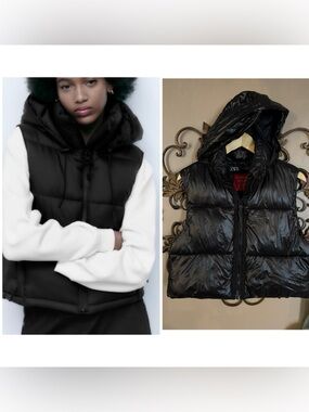 Zara Puffer Down Hooded Vest